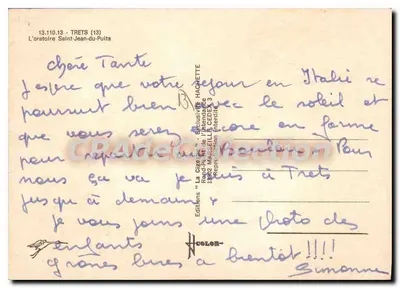 O oratório São João do Poço — Trets (13) — Edições 'La Cigogne' — Verso