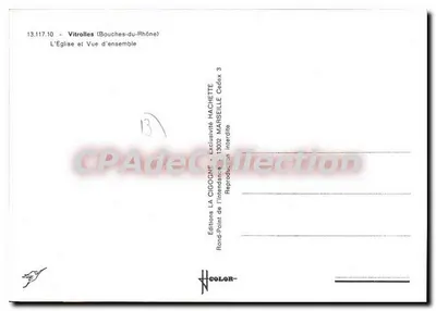 Vitrolles — Vista geral com igreja — Edições LA CIGOGNE — Verso