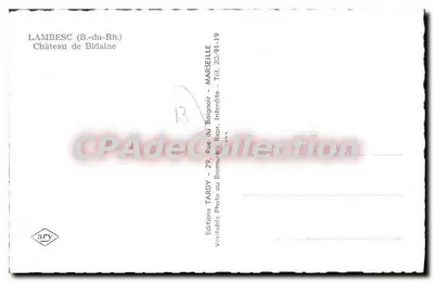 Lambesc (B.-du-Rh.) — Castelo de Bidaine — Edições Ary — Verso