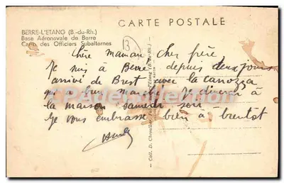 Baza Lotnicza Berre-L'Étang — Berre-L'Étang (B.-du-Rh.) — wydawca Cim, nr 13 — Rewers