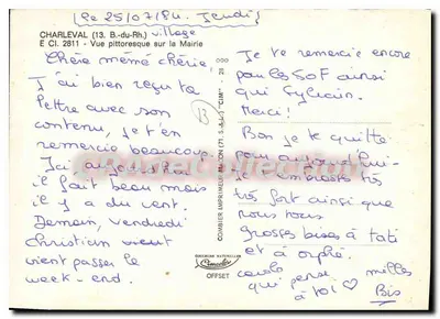 Prefeitura de Charleville — vista pitoresca — Impressor Combier, Macon — Verso