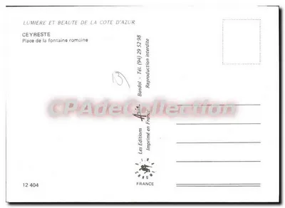Ceyreste — Praça da fonte romana — Les Éditions Chromo, n°12 404 — Verso