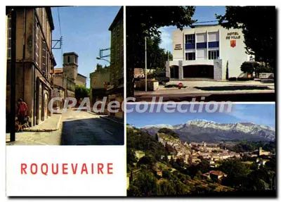 Roquevaire — vista da rua, do Hotel de Ville e do paisagem montanhosa — Edições Hachette