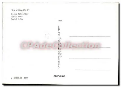 Camargue — Scena folklorystyczna — Combier Imprimeur Macón (71, S.&L.) 'CIM' — Rewers