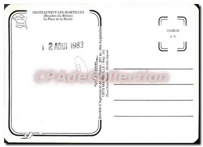 Prefeitura de Châteauneuf-les-Martigues — Praça da Prefeitura — Sociedade de Agências e de Difusão, Marselha — Verso