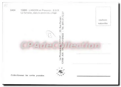 Fontanna w centrum wsi — Lançon-en-Provence — Wydawca: La Photographie Ertay, Aix-en-Provence, n° 8404 — Rewers