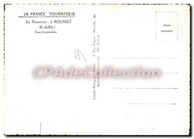 Caverna cooperativa de Rousset — Côtes de Provence — editada por La France Touristique — Verso