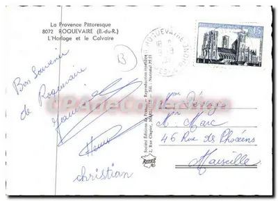 A Relógio e o Calvário — Roquevaire (B.-du-R.) — Sociedade Edições de França, 8072 — Verso