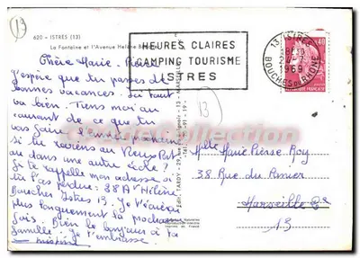 Fontanna i centralna plac — Istres — Wydawca: Heures Claires — Rewers