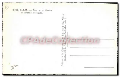 Algieria — Ulica Morska i Duża Mezquita — Wydawnictwo La Cigogne — Rewers