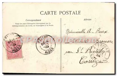 Algier — świątynia Notre-Dame-d'Afrique — widok świątyni z ręcznym tekstem — wydawca P.S. — Rewers