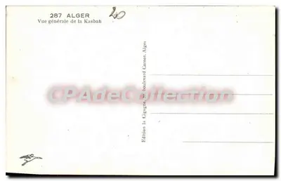 Algérie — Ogólny widok Kasbah — Wydawnictwo Cigogne, Algier — Rewers