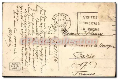 Algier i jego tarasy — n° 9125 — Wydawnictwo L. & Y. Alger — Rewers