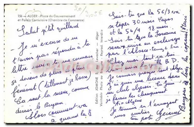 Algerije — Plein van de Overheid — Uitgave Jomone — Achterkant