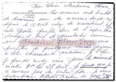 Banho no lago de Conflans-Sainte-Honorine — editor Lyna, n° 9.497 — Verso