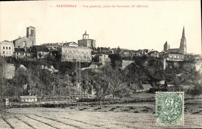 Parthenay — General View, from the Garennes — Publisher Liché Laroze, 6th Edition