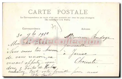 Castello di Bois-Chapelauc - Deux-Sèvres — editore C. Clouzot, n° 306 — Verso