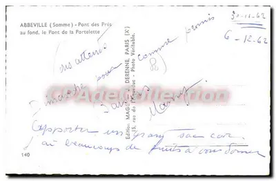Abbeville (Somme) - Pont des Prés — Pont de la Portelette — editore MAGE, n° 140 — Verso