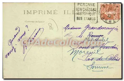 Péronne 1919 — A Rue du Gladimont — E. Souilllard, Editor — Verso