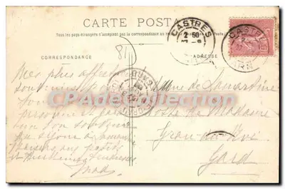 Zamek w Noaillat (Tarn) — do Pani Wicehrabiny de Cassagne — E. Sagnes, Castres — Rewers