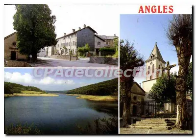 Angles (Tarn) — vista da cidade, igreja e lago — Edições Meridionais