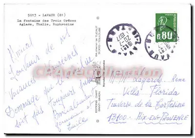 Lavaur — A Fonte das Três Graças — Edições Dart Toulouse — Verso