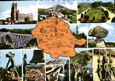 Tarn — Panoramakarte mit Karten des Departements — Sté des Cartes Postales APA - Tarn