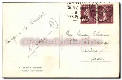 Avenue des Palmiers — Bandol-sur-Mer — wydawca nieznany — Rewers