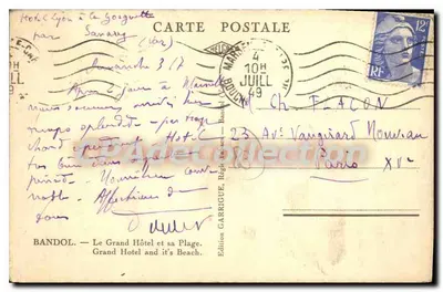 Bandol — O Grande Hotel e sua Praia — Edição Garrigue — Verso