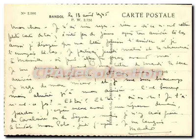 Widok na port w Bandol — wydawca G.-L. Arlaud, nr 2.506 — Rewers