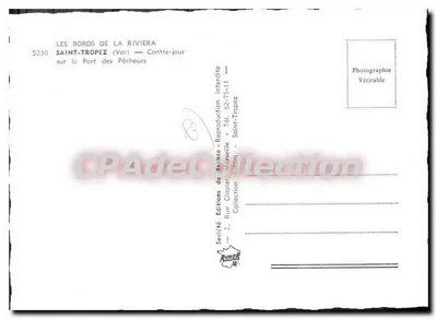 Saint-Tropez — Porto dos Pescadores — Éditions de France, 5230 — Verso