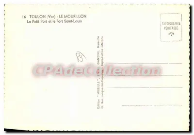 Toulon (Var) - O Pequeno Porto e o Forte Saint-Louis — Mireille, n°16 — Verso