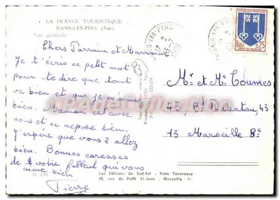 Nans-les-Pins — Vista geral — La France Touristique, Éditions du Sud-Est — Verso