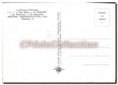 Widok na wodospad — Montrieux-Le-Vieux (Var) — Société des Éditions de France — Rewers