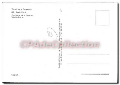 Barjols — Fontaine de la Cour e Porta Velha — Sociedade Éditions de France, n° 13.297 — Verso