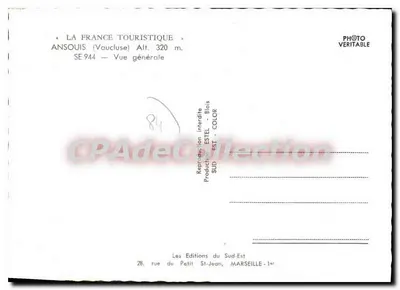 Ansouis — Vista geral — Les Editions du Sud-Est — Verso