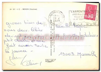 Bedoin — Il Mont Ventoux, le Demoiselles Coiffées, il Castello di Florent, vista generale — Editore Combier — Verso