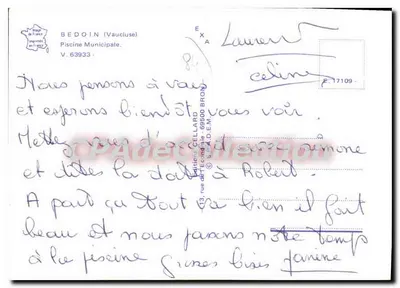 Piscina municipal — Bedoin (Vaucluse) — Edições CELLARD — Verso