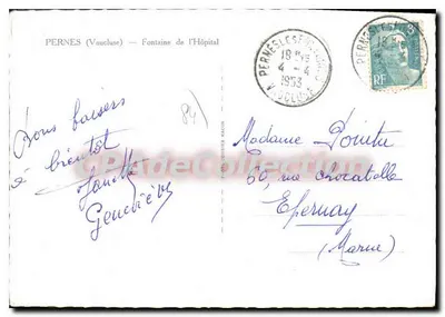 Pernes-les-Fontaines — Fonte do Hospital — editor P. DUBIER MACON — Verso
