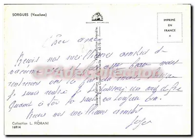 Sorgues (Vaucluse) — widok ratusza, handlowa ulica, szkoła i ogród — Wydawnictwo Gouleures Naturelles — Rewers