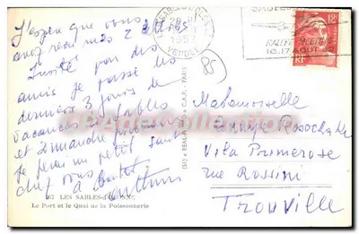 Il Porto e il Molo della Pescheria — Les Sables-d'Olonne — editore C.A.P. n° 97 — Verso