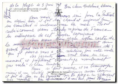 Les Sables-d'Olonne — Port i łódź "Fleurida" — Les Éditions du Gabian — Rewers