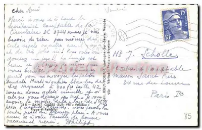 Praia de Saint-Gilles-sur-Vie — vista da promenade — editor JEHLY, n°18 — Verso