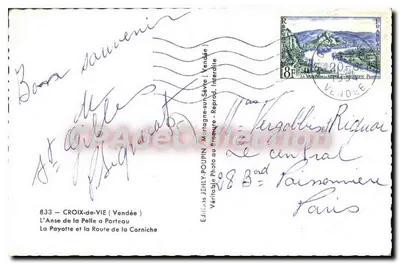 A Ense da Pelle e a Estrada da Corniche — Croix-de-Vie (Vendée) — Edição Jehly — Verso