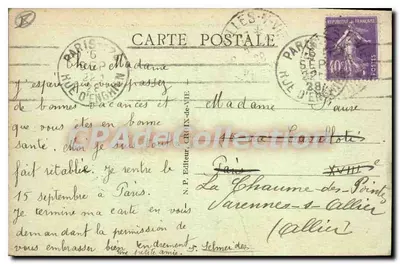 Croix-de-Vie (Vendée) — Los roquedos de la Pelle a Porteaux. Frente a ellos, las villas "Palsible" y "Lucia" — Reverso
