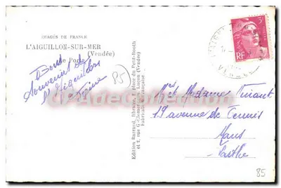 Port w Aiguillon-sur-Mer — widok statków żaglowych — wydawnictwo Raymond — Rewers