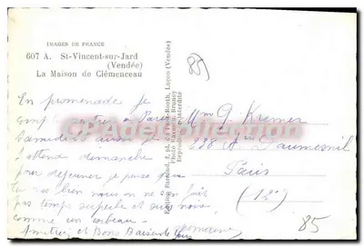 St-Vincent-sur-Jard — Dom Clémenceau — Édition Images de France — Rewers