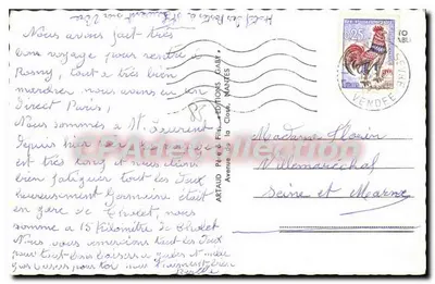Saint-Laurent-sur-Sèvre — vista geral, rua da Igreja, o Calvário, capela das Irmãs da Sigrise, a Gruta de Lourdes — editor ArtAUD Pai & Filho, Mantes — Verso