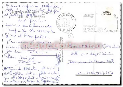 Logis de la Trévilliére — Bretignolles-sur-Mer (Vendée) — Artaud Frères - Nantes — Verso