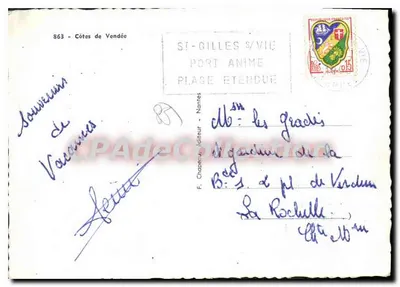 Costas da Vendée — Saint-Gilles-sur-Vie, Le Gois, Les Sables-d'Olonne, Notre-Dame-de-Monts, Saint-Jean-de-Monts — F. Chaperon, editor, Nantes — Verso